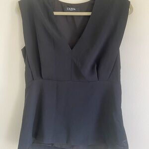 Black Sleeveless Fitted Peplum Blouse